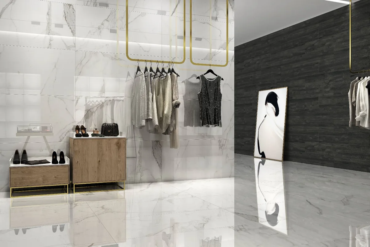 Palatina Blanco en un espacio comercial