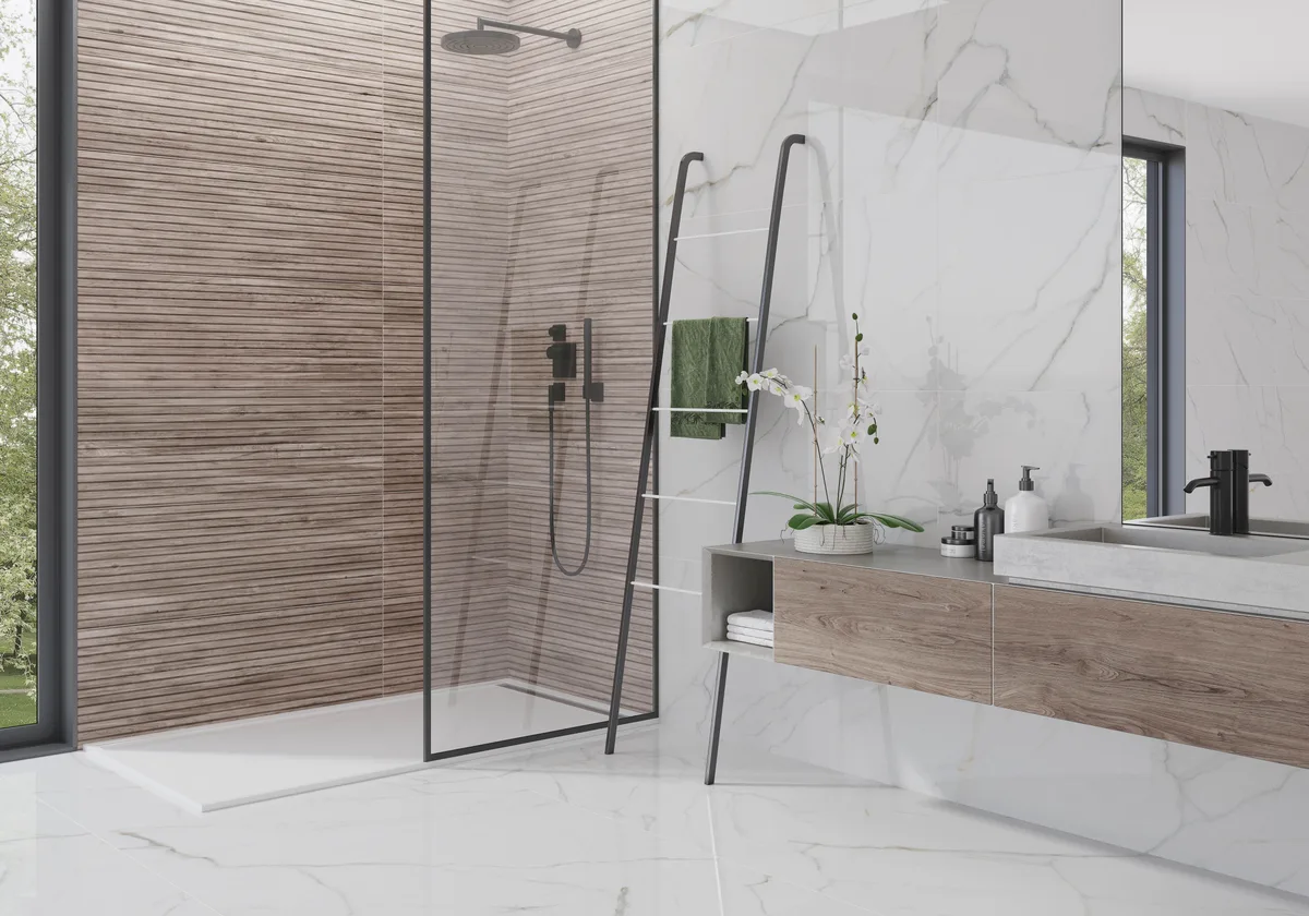 Slats Roble en un ba&ntilde;o