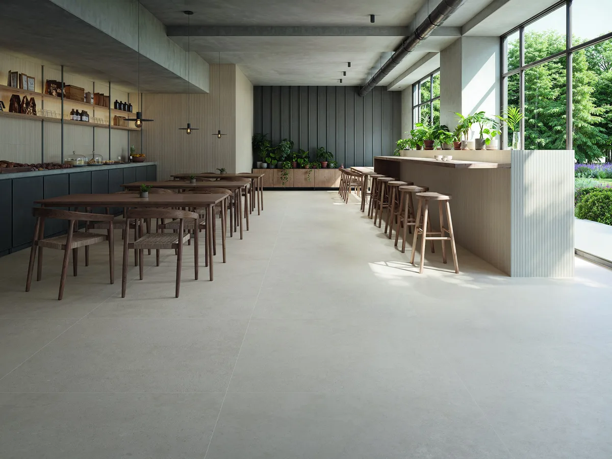 Decor Byron Almond en un espacio comercial