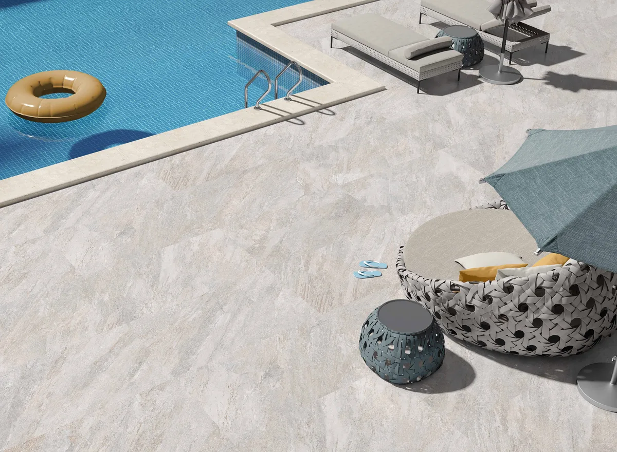 Quartz Stone White en un espacio exterior