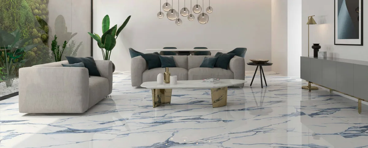 Calacatta Blue en una sala