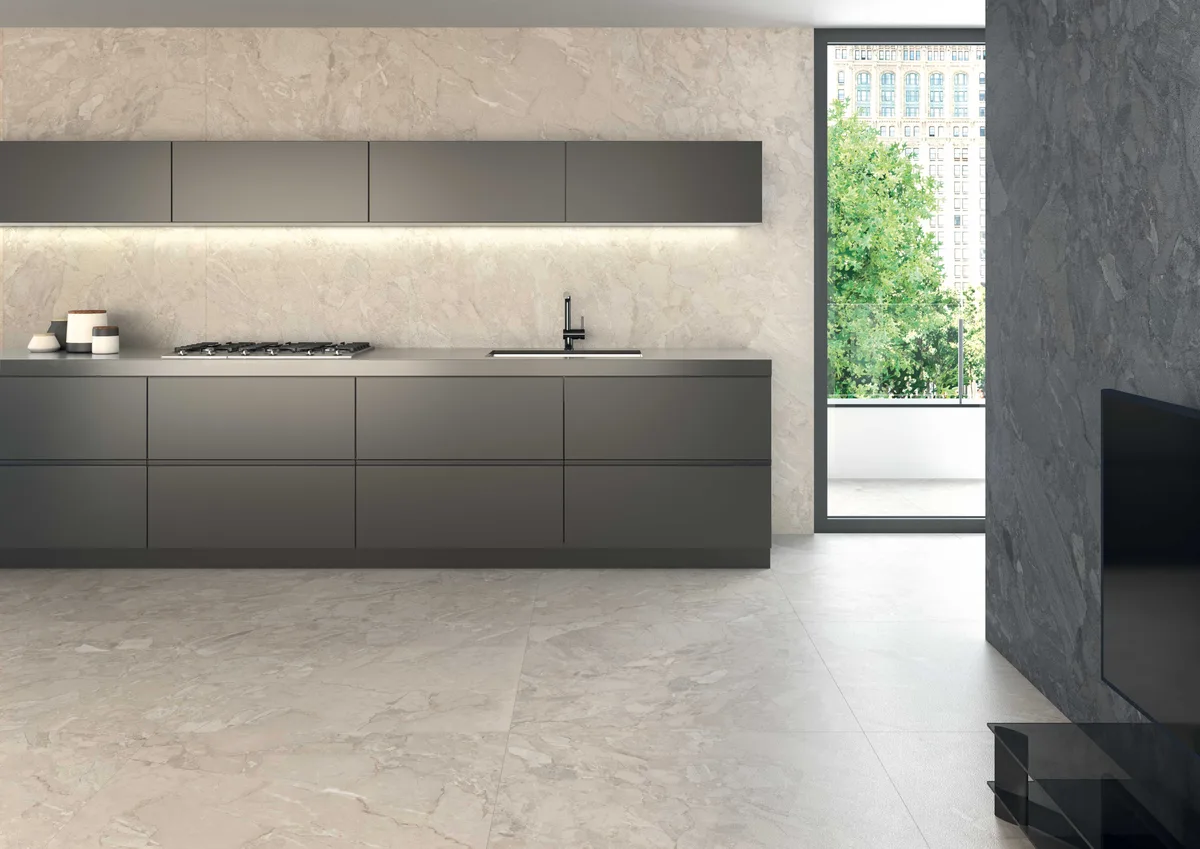 Kuartz Beige Matte en una cocina