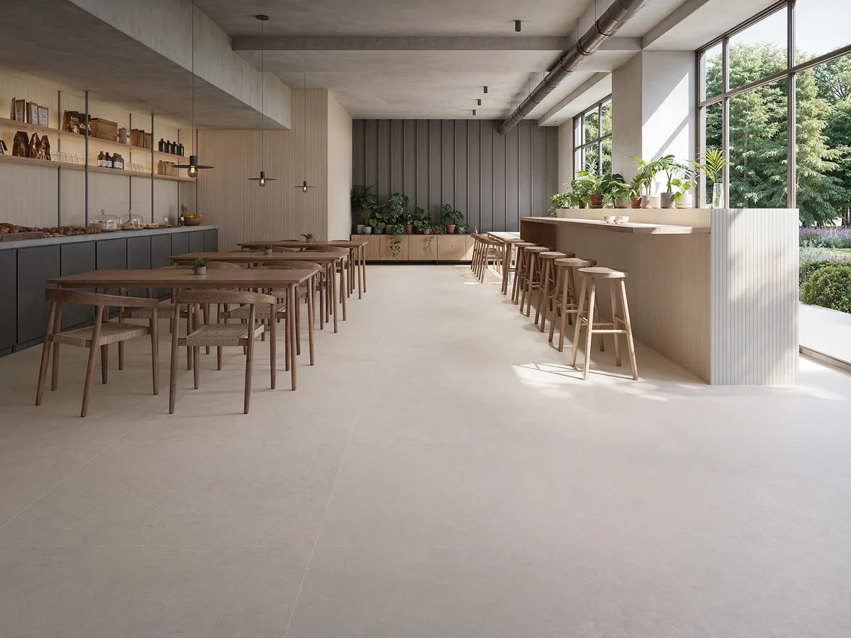 Decor Byron Sand en un espacio comercial