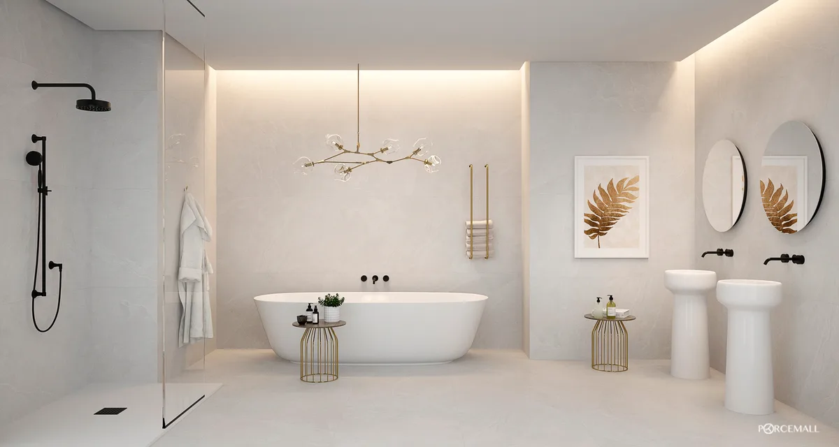Aura Canvas Mate en un ba&ntilde;o