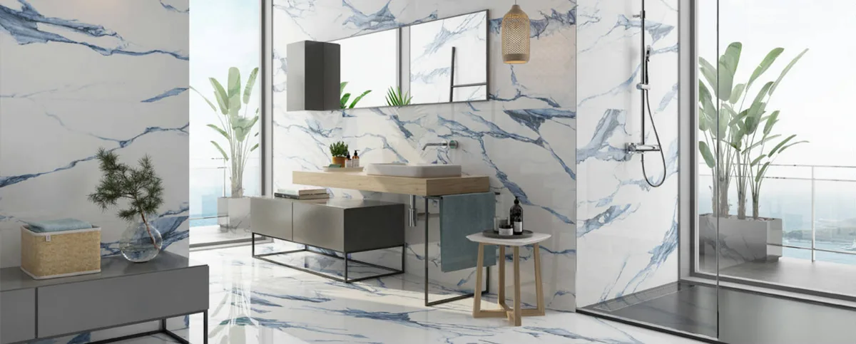 Calacatta Blue en una sala