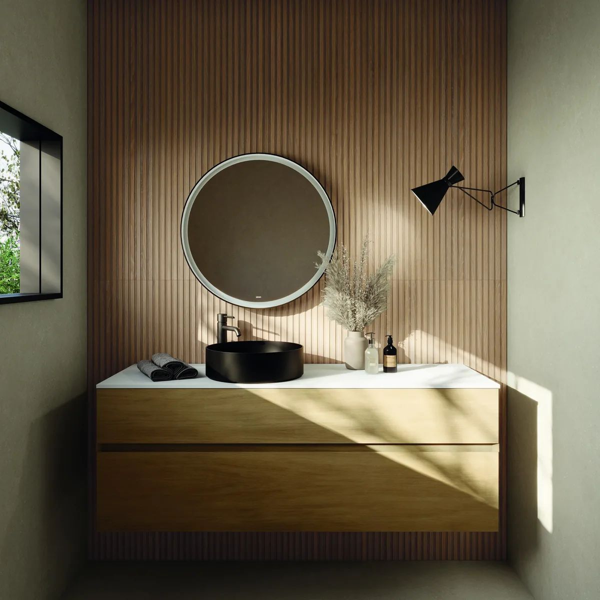 Linier Oak en un ba&ntilde;o
