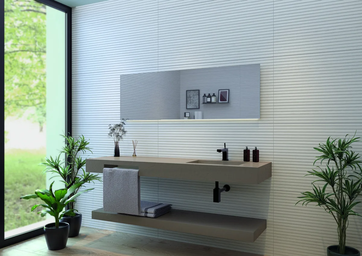 Linier Oak en un ba&ntilde;o
