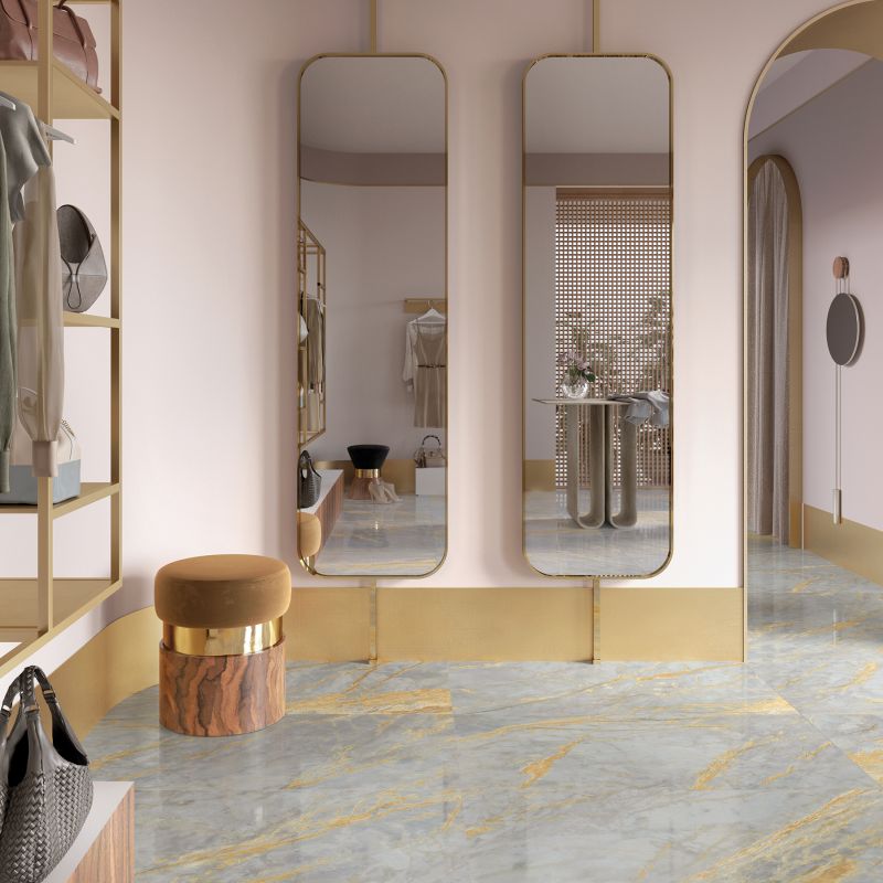 Grigio Etrusco Antique 3D en un espacio comercial